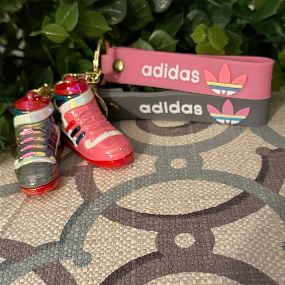 2 Adidas Pink and Gray Shoe Keychain Set - Picture 3 of 11